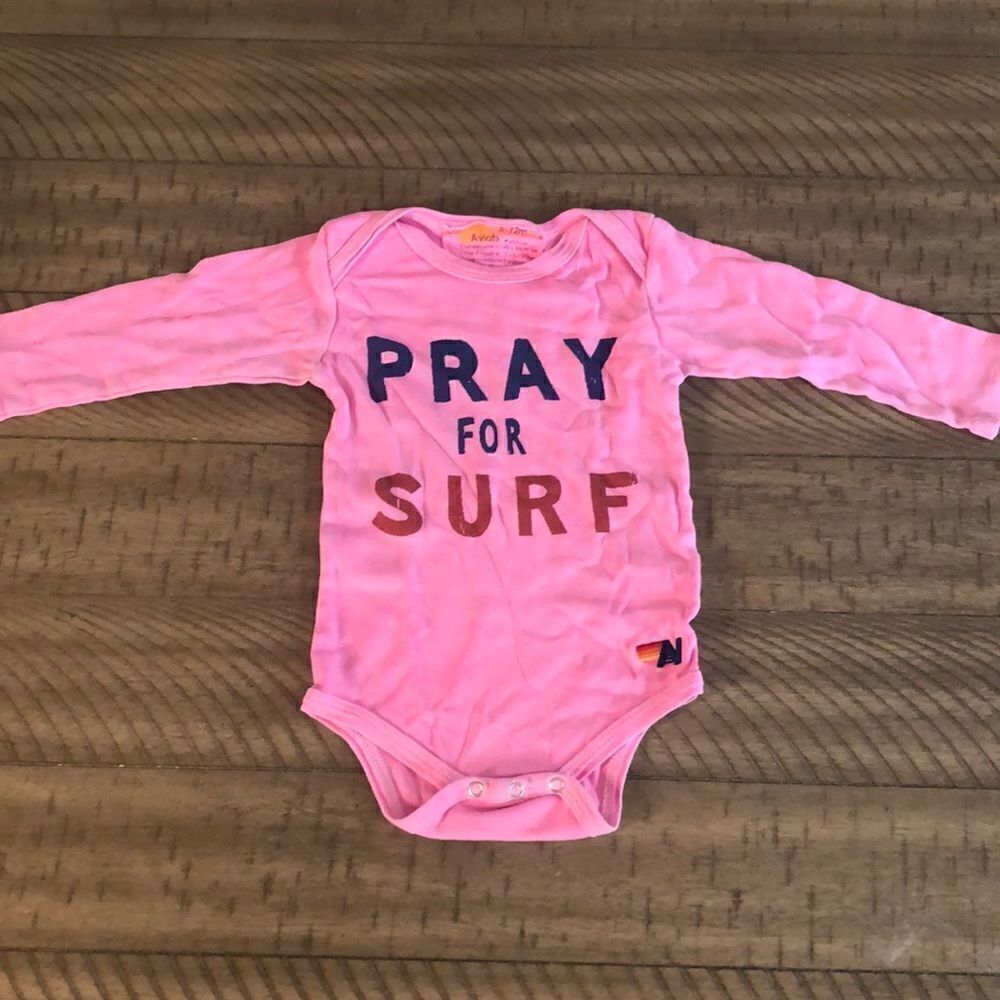 UltraRare Aviator Nation Pray for Surf 🏄🏻‍♀️ Organic Cotton Onesie.